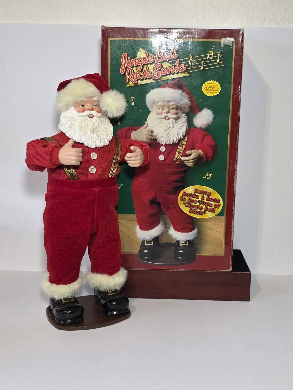 Vintage Rock Santa Collectibles Jingle Bell Rock Santa Animated Musical 1998 Box
